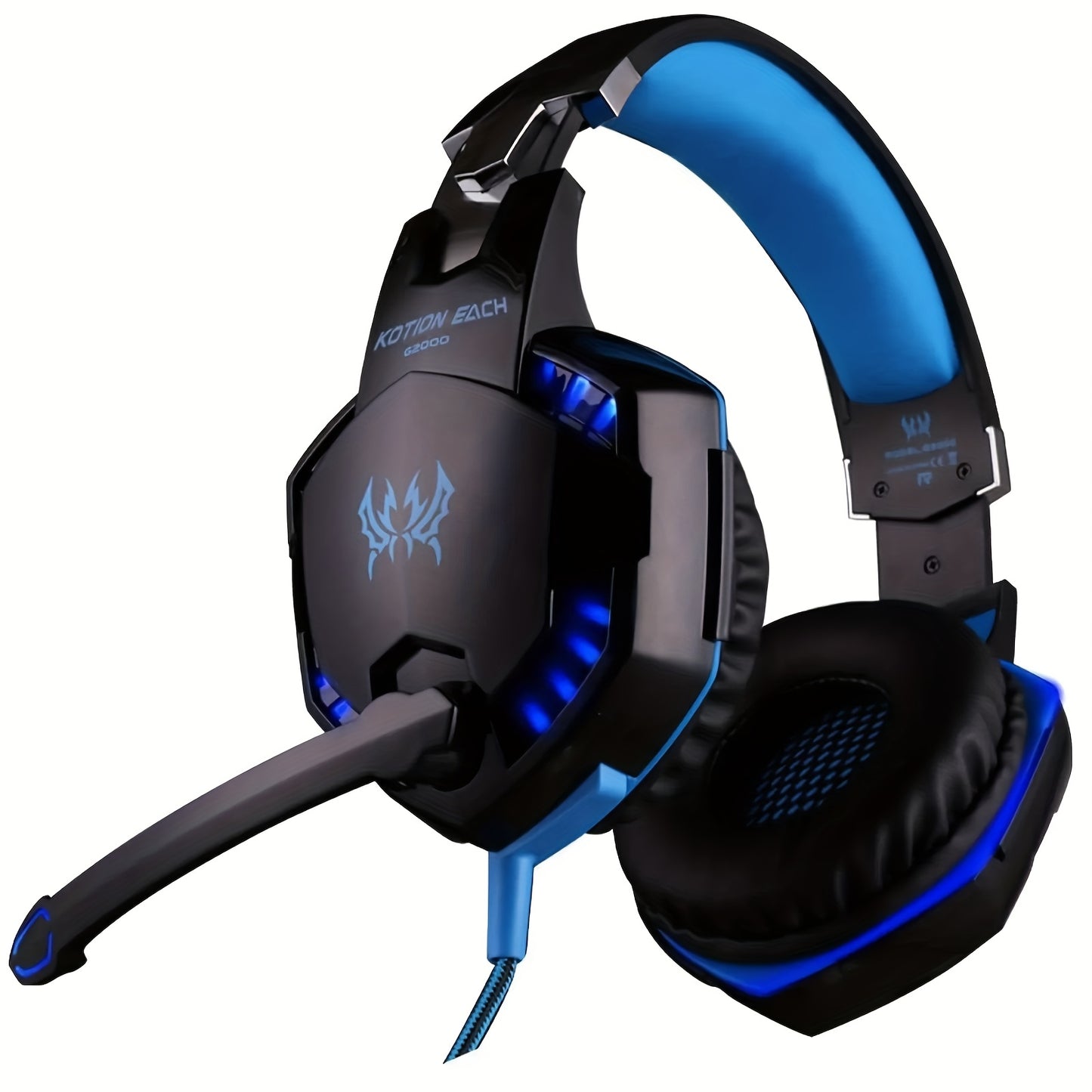 G2000 Gaming Headset, with Mic LED Light Over Ear Wired Headphones for PC Game, Video Games Ps 5, 3.5mm Audio Cable, Condenser Mic - USB