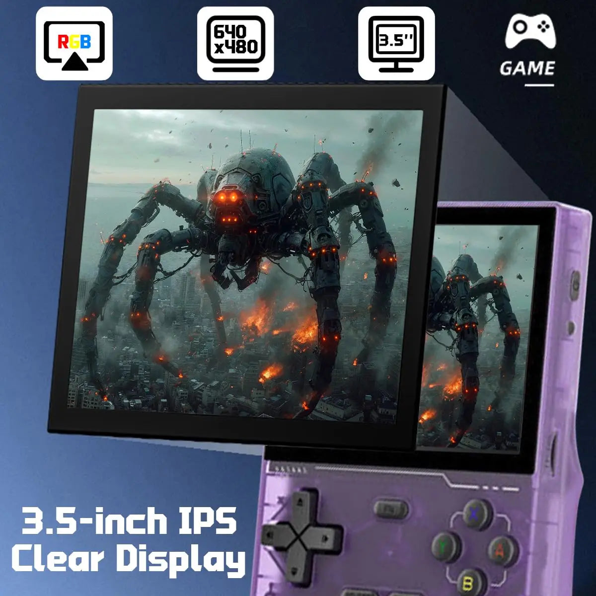 Retro Handheld Game Console: 18000+ Pre-loaded Games, 40+ Emulators Supported, 3500mAh Battery, 3.5-inch IPS Screen, Portable Ga