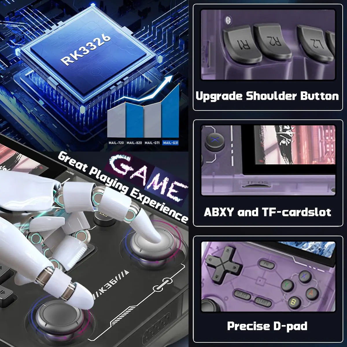 Retro Handheld Game Console: 18000+ Pre-loaded Games, 40+ Emulators Supported, 3500mAh Battery, 3.5-inch IPS Screen, Portable Ga