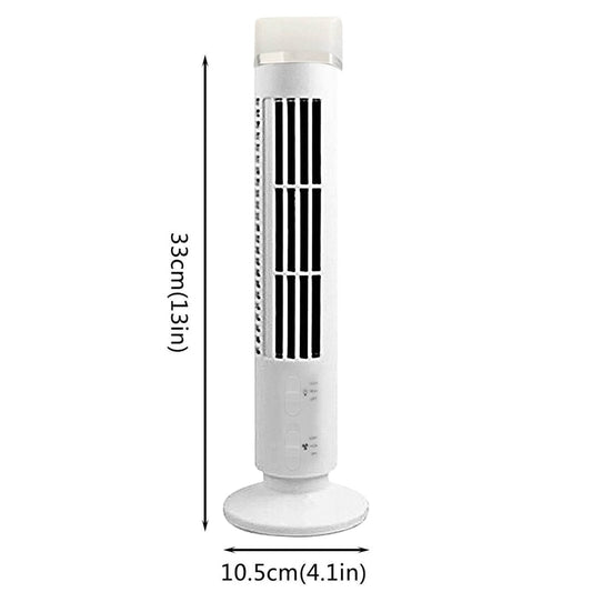 Home LED Bladeless Tower Cooling Fan Portable USB Charging 2 Wind Speed Modes Mini Standing Air Conditioner For Office Bedroom