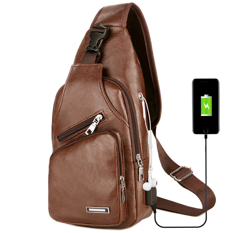 USB Portable Charging Chest Bag Messenger Bag