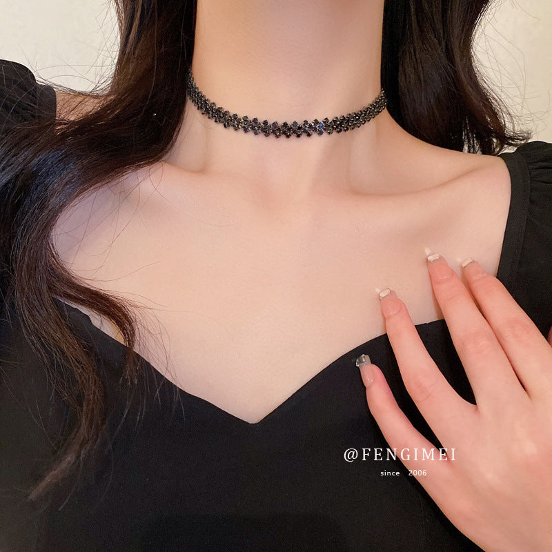 Full Diamond Necklace Choker Collar Japanese And Korean Personality Collarbone Chain Trend Necklace Fashion Necklace Wholesale