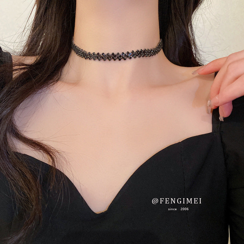 Full Diamond Necklace Choker Collar Japanese And Korean Personality Collarbone Chain Trend Necklace Fashion Necklace Wholesale