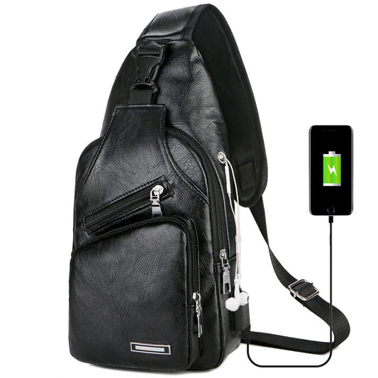 USB Portable Charging Chest Bag Messenger Bag